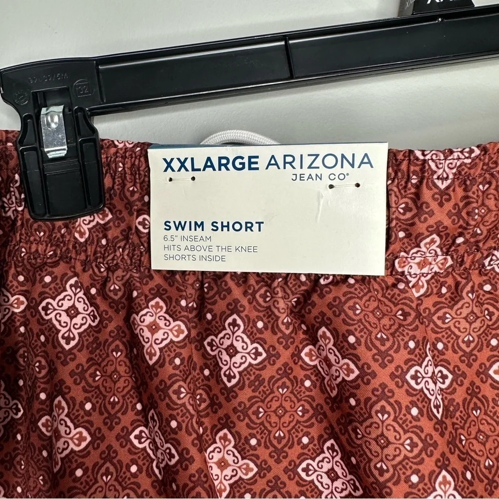 Arizona Jean Company Red Patterned Swim Trunks